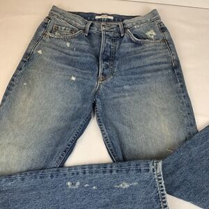GRLFRND Karolina Women's 26" Distressed High rise Jeans Button Fly Straight Leg